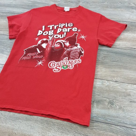 Christmas Story Mens Small Short Sleeve Shirt Triple Dog Dare You Holiday Movie - Picture 3 of 11